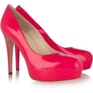 Brian Atwood patent leather maniac platform pumps